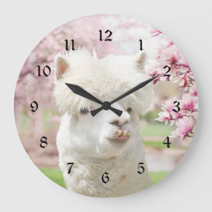 White Alpaca Large Clock