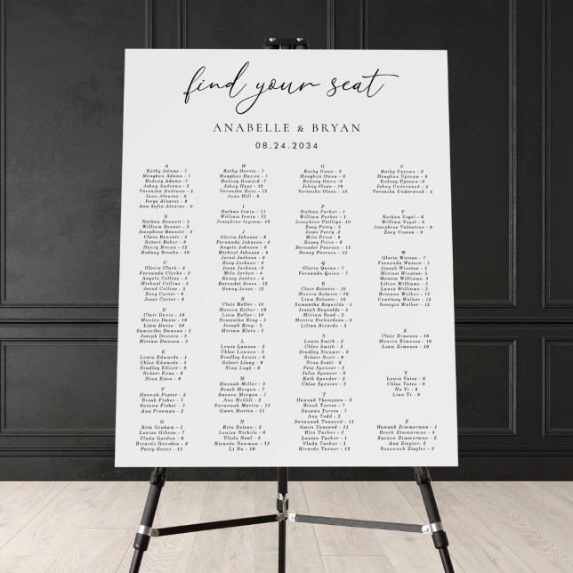White Alphabetical Wedding Seating Chart Sign (Creator Uploaded)
