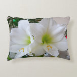 White Amaryllis and Christmas Tree Accent Pillow