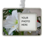 White Amaryllis and Christmas Tree Christmas Ornament