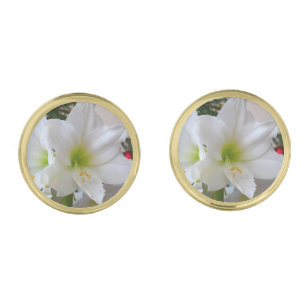 White Amaryllis and Christmas Tree Cufflinks