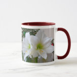 White Amaryllis and Christmas Tree Mug