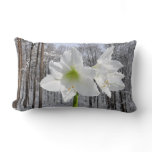 White Amaryllis and Snow I Lumbar Pillow