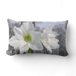 White Amaryllis and Snow II Lumbar Pillow