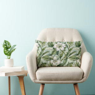 White Amaryllis and Snowdrops Wintry Throw Pillow
