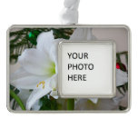 White Amaryllis Holiday Winter Floral Christmas Ornament