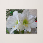 White Amaryllis Holiday Winter Floral Jigsaw Puzzle