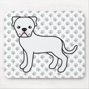 White American Bulldog Cute Cartoon Dog Mouse Pad