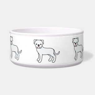 White American Bulldog Dogs In A Row Bowl