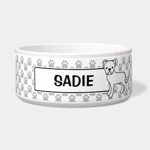 White American Bulldog With Pet's Name Bowl