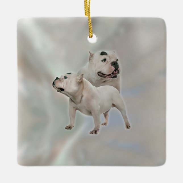 White American Bully Ceramic Ornament (Front)