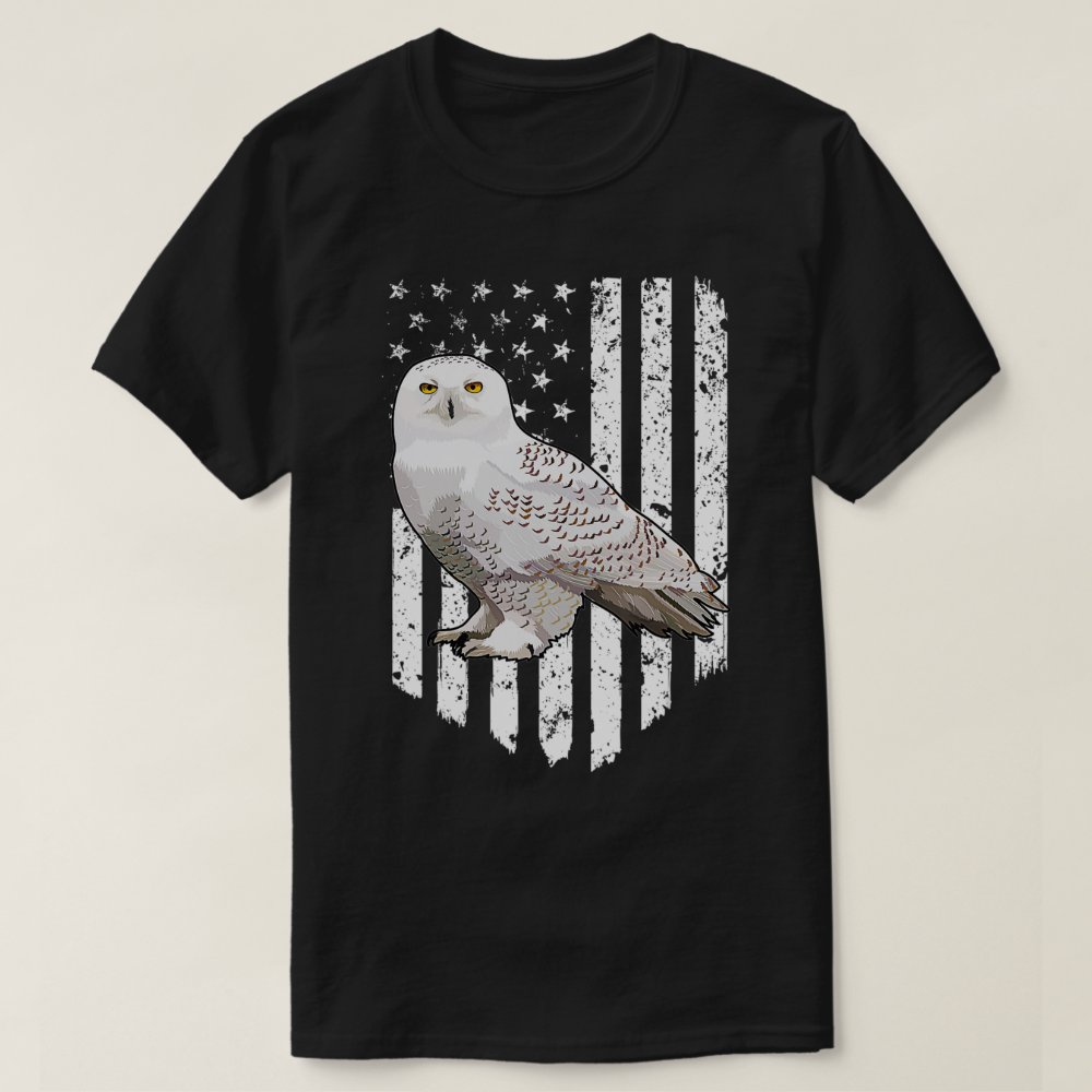 White American Flag Snowy Owl Bird 4th Of July Personalized T-Shirt