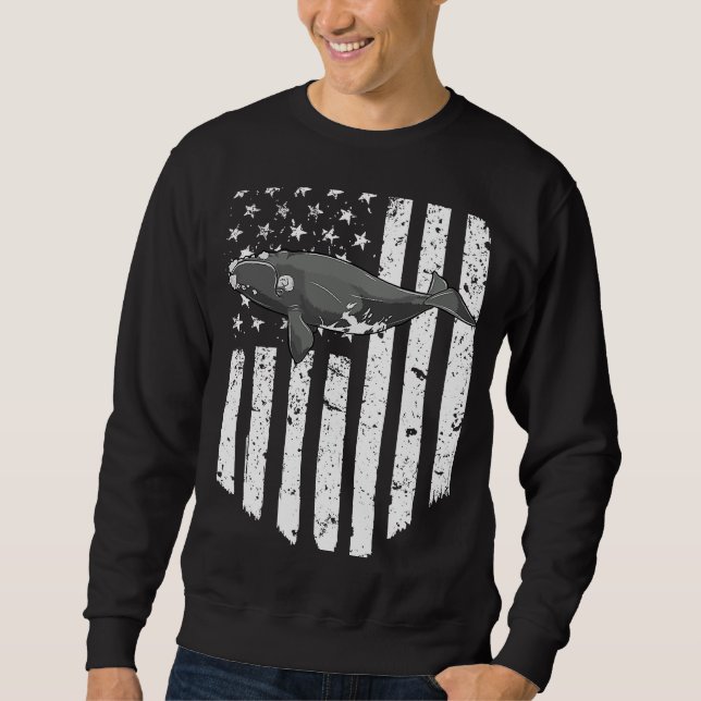 White American Flag Southern Right Whale 4th Of Ju Sweatshirt (Front)
