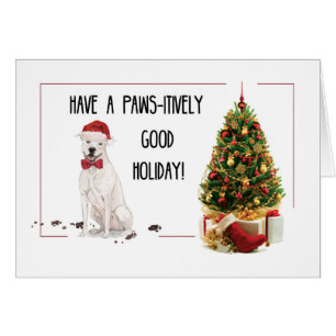 White American Staffordshire Terrier Fun Christmas Cards