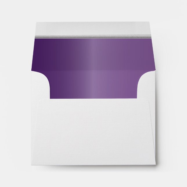 White - Amethyst Purple Lined with Silver Bar Envelope (Back (Bottom))