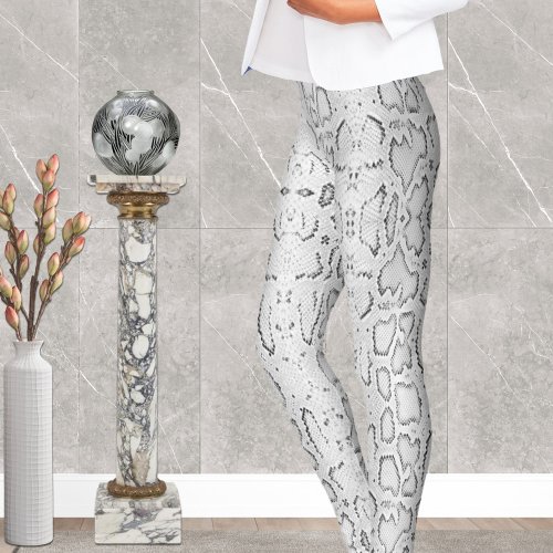 White Anaconda Snakeskin Leggings