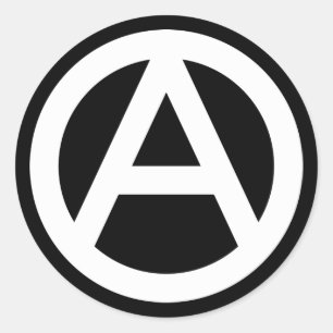 WHITE Anarchy symbol Classic Round Sticker