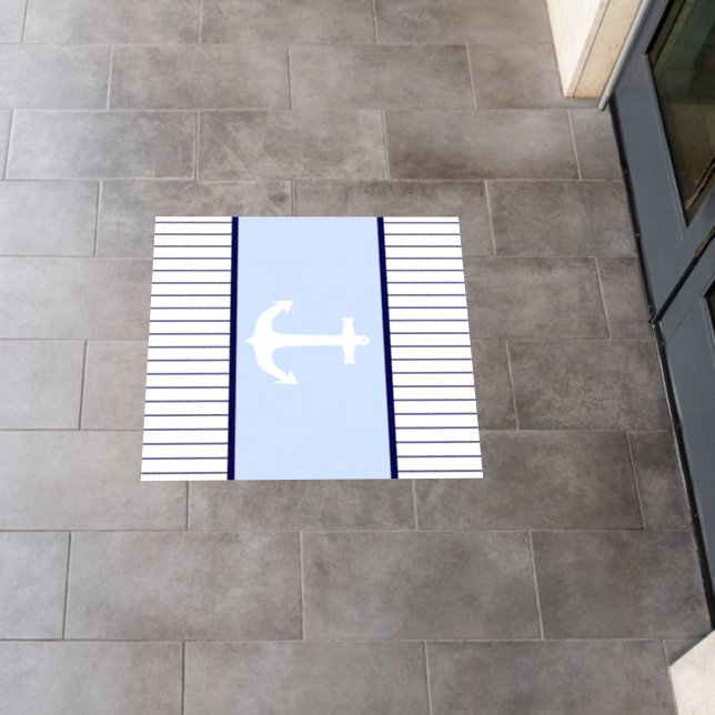 White Anchor Captain Blue Stripes Sea Ocean Floor Decals (Restaurant)