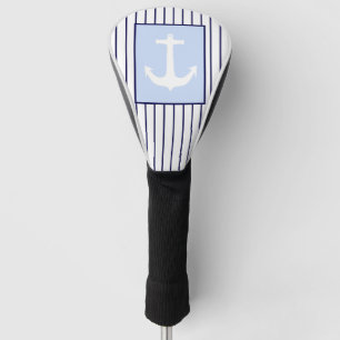 White Anchor Captain Blue Stripes Sea Ocean Golf Head Cover