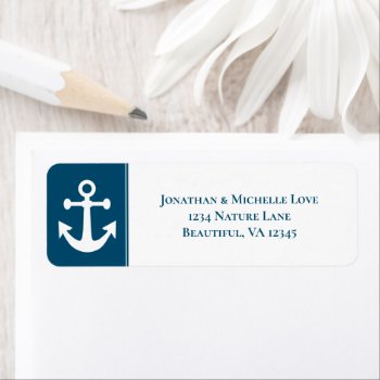 White Anchor Nautical Address Label by TheBeachBum at Zazzle