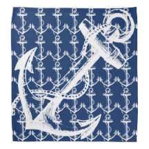 White Anchor Navy Blue