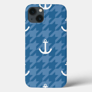White Anchor Pattern iPhone 13 Case