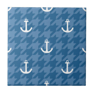 White Anchor Pattern Ceramic Tile
