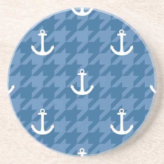 White Anchor Pattern Drink Coaster (Front)
