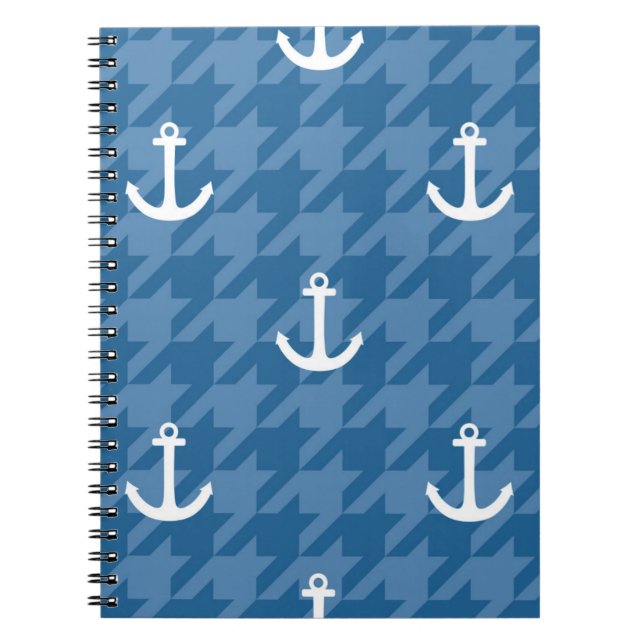 White Anchor Pattern Notebook (Front)