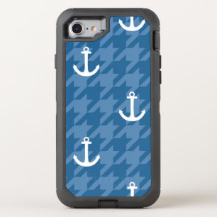 White Anchor Pattern OtterBox Defender iPhone SE/8/7 Case