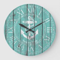 White Anchor Personalize Large Clock