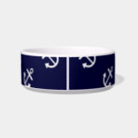 White Anchors Navy Blue Background Pattern Bowl<br><div class="desc">Preppy, nautical, white anchors pattern printed on a navy blue solid color background. GraphicsByMimi ©. Use to create your own one of a kind gift for you or your friends and family by personalizing it with your name, monogram, text or photo or leave as. Other colors and styles available in...</div>