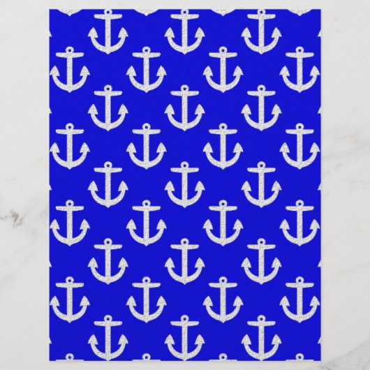 White Anchors On Blue Background (Front)