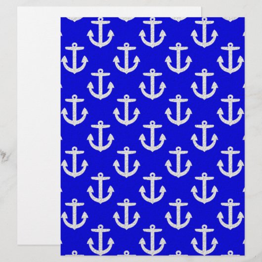 White Anchors On Blue Background (Front/Back)