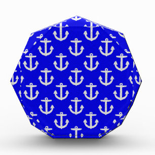 White Anchors On Blue Background Award
