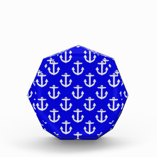 White Anchors On Blue Background Award