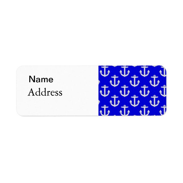 White Anchors on Blue Background Label (Front)