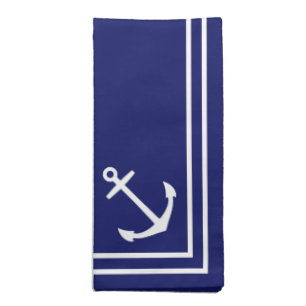 White Anchors on Navy Blue Cloth Napkin