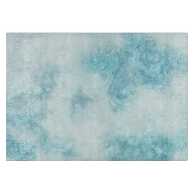 White and Aqua Green Marble Glass Cutting Board (Front)