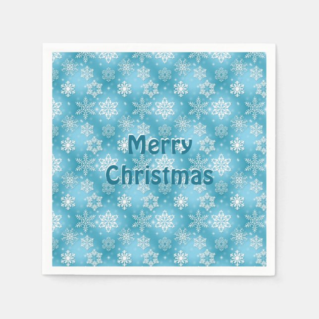 White and aqua snowflake Christmas Napkins (Front)