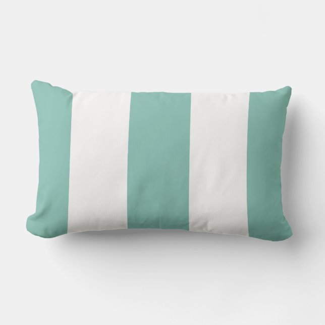 White and Aqua Stripe Pillow (Front)