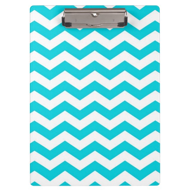 White and Aqua Zig Zag Pattern Clipboard (Front)