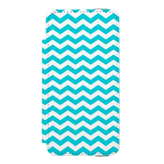 White and Aqua Zig Zag Pattern Incipio iPhone Wallet Case (Folio Front)