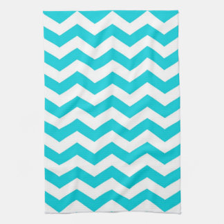 White and Aqua Zig Zag Pattern Towel