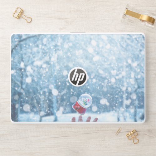 White and Baby Blue Aesthetic Chrcd Christmas Snow HP Laptop Skin