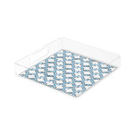 White and Baby Blue Trellis, Lattice, Quatrefoil Acrylic Tray