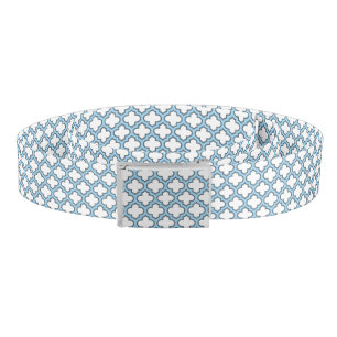 White and Baby Blue Trellis, Lattice, Quatrefoil Belt