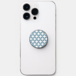 White and Baby Blue Trellis, Lattice, Quatrefoil PopSocket