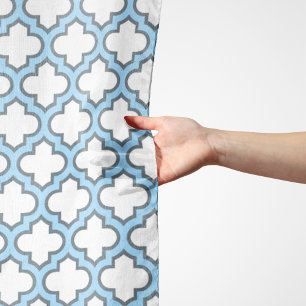 White and Baby Blue Trellis, Lattice, Quatrefoil Scarf