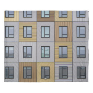 White and beige building windows duvet cover